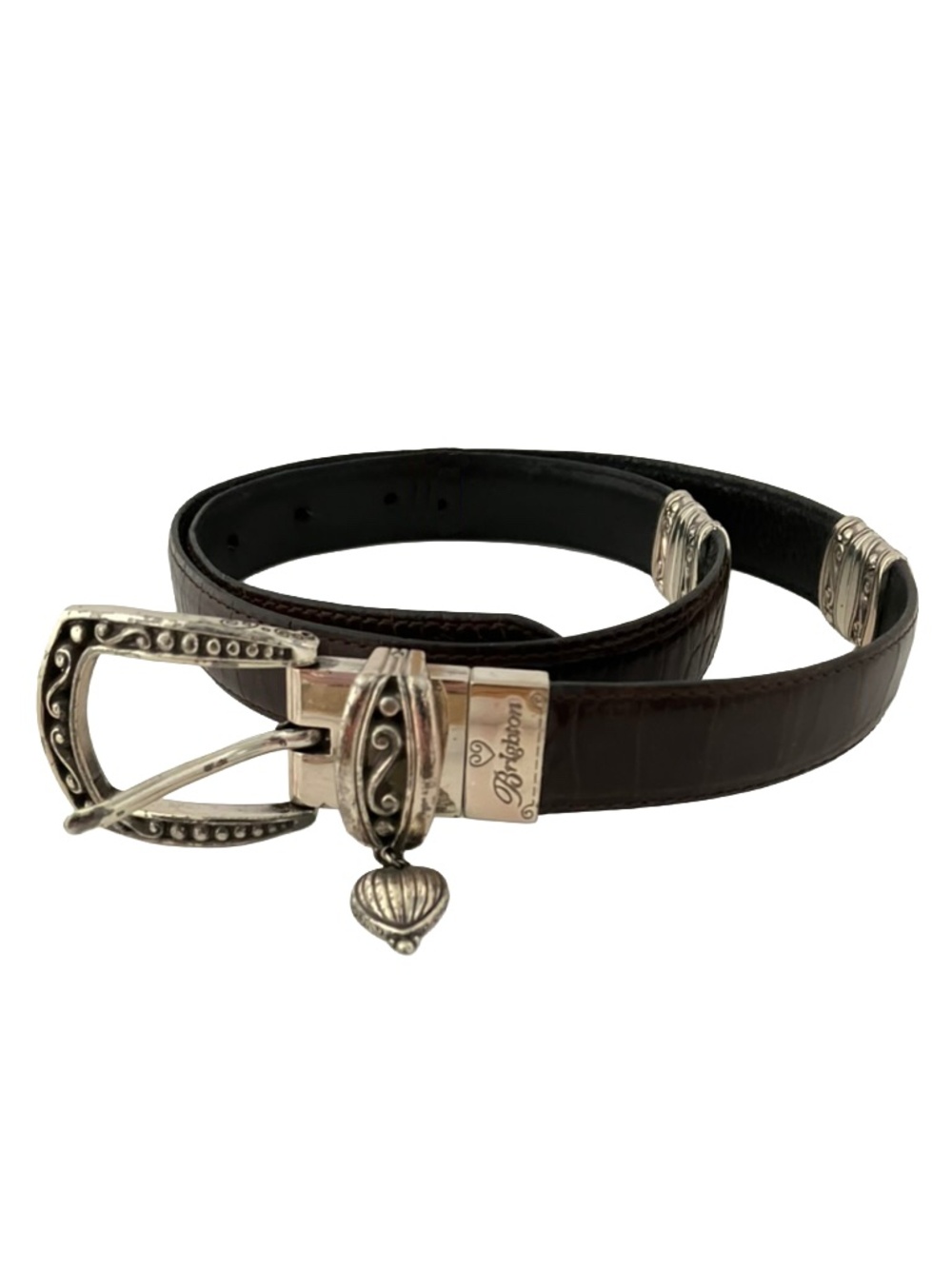 Brighton reversible belt // hinged black and brown // silver tone hardware